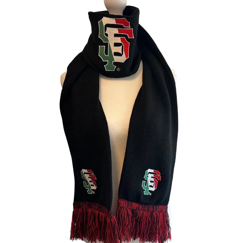 SF Giants Mexico Scarf‎ Black Red Green Embroidered Logo Knit Winter Fan